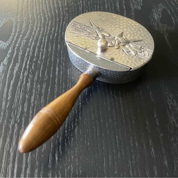 Vintage Silver Bronze Silver-Plated Tarnish Resistant With Lid Handle Jewelry Bo - Picture 7 of 11